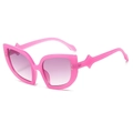 Occhiali da sole cat-eye rosa con lenti sfumate e particolari stanghette a onde moda - Montatura Rosa Lenti Viola Sfumate