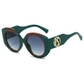 Gafas de sol retro con montura redonda de acetato verde oscuro y logo de metal oro - Montura Verde / Lentes Verdes