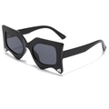 Occhiali da sole geometrici neri alla moda con strass di cristallo e lenti UV - Montatura Nera Lenti Grigio Nero