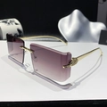 Frameless rectangle sunglasses with purple gradient lenses and gold leopard head metal arms - Gradient Grey