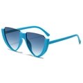 Avant-garde shield semi-rimless sunglasses with blue frame and gradient lenses - Blue Frame Green Lenses