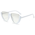 Avant-garde white shield semi-rimless sunglasses with light gray lenses for trendy street style - White Frame Silver Lens