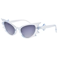 Fashionable bat shaped sunglasses with blue wing frames and purple lenses for parties - Blue Frame Gradient Grey Lens