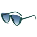 Modern avant-garde shield sunglasses with green geometric frames and blue gradient lenses - Green Frame / Green Lens