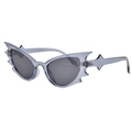 Fashionable bat-wing shaped sunglasses with translucent blue frames and grey lenses - Grey Frame / Black Grey Lens