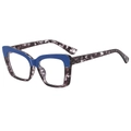 Occhiali quadrati moderni con bordo blu e montatura motivo marmo per donna - Blu Floreale