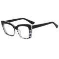 Montatura occhiali quadrata moderna bicolore nero e bianco con motivo maculato - Montatura Demi Nera