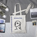 Sac fourre-tout en toile crème avec portrait Henri Matisse et bandoulière réglable - Art Linéaire Femme Blanc (Double Usage)