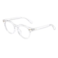 Classic transparent round frame glasses with stylish gold wing metal accents on the side - Transparent