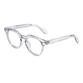 Classic transparent square-round glasses frames with gold metal arrow decor on white background - Transparent Gray