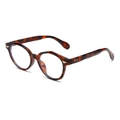 Occhiali tondi vintage tartarugati con borchie dorate e lenti anti luce blu - Tartarugato