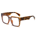 Retro oversized square tortoiseshell sunglasses with wide temples and leopard print - Tortoise Frame Clear Lens