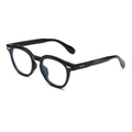 Classic black square frame glasses with gold wing accents and blue light blocking lenses - Black