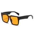 Fashionable oversized square sunglasses with thick black frames and orange tinted lenses - Black Frame Orange Lens