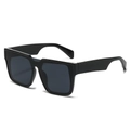 Classic all-black oversized square sunglasses with thick frames and dark grey UV lenses - Black Frame Black Grey Lens