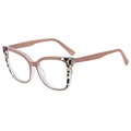 Montatura per occhiali cat eye rosa nude con eleganti dettagli con stampa leopardata - Montatura Cachi
