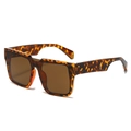 Retro oversized square leopard print sunglasses with dark brown lenses for women - Leopard Frame / Tea Lens