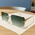 Rimless rectangle sunglasses with green gradient lenses and gold leopard metal temples - Gradient Green