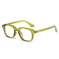 Occhiali vintage quadrati verde oliva traslucido con rivetti in argento eleganti - Montatura Verde