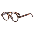Montura de gafas redondas retro de carey con elegantes detalles de alas doradas - Marco de carey