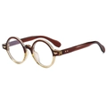 Gafas redondas vintage con montura bicolor marrón y amarillo y detalles de alas doradas - Marco Té Champaña