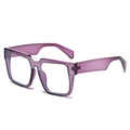 Modern oversized square sunglasses in translucent purple resin with thick temples - Purple Frame Clear Lens