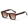 Classic square retro sunglasses with dark brown tortoiseshell frame and gradient lenses - Tea Frame Gradient Tea Lens