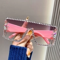 Chic pink oversized square sunglasses with purple gradient lenses and crystal embellishments - Purple Red White