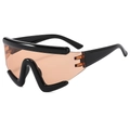 Lunettes de soleil hip-hop oversize avec monture noire brillante et verres marron - Monture Noire Verres Thé Clair