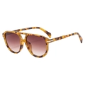Classic tortoiseshell aviator sunglasses with double bridge and gradient lenses - Demi Frame Gradient Tea Lens