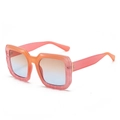 Fashion rectangular sunglasses with pink orange marble frame and gradient lenses - Orange Pink Frame Tea Blue Lens