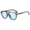 Classic double-bridge aviator sunglasses with black frame and light blue lenses - Black Frame Blue Lens