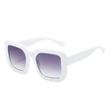 Retro rectangular oversized sunglasses in white thick frame with purple gradient lenses - White Frame Gray Lens