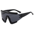 Lunettes de soleil bouclier monobloc noires surdimensionnées pour style outdoor et hip-hop - Monture Noire Verres Noir Gris