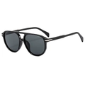 Occhiali da sole aviator neri con lenti grigio scuro e dettagli in metallo argento - Montatura Nera Lenti Grigio Nero
