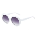 Retro small oval sunglasses with a white plastic frame and purple gradient lenses - White Frame Gray Lens
