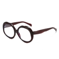 Retro oversized round frame sunglasses with dark wine red finish and clear lenses - Plain Lens / Wine Red Frame