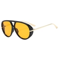 Lunettes de soleil aviateur avec verres orange, monture noire et branches en métal doré - Monture Noire Verres Oranges