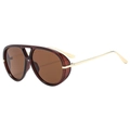 Lunettes de soleil aviateur ambre rétro avec branches dorées et protections latérales - Monture Thé Verres Thé