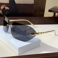Fashionable rimless square sunglasses with grey gradient lenses and gold bamboo metal temples - Solid Grey