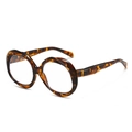 Vintage oval small frame sunglasses with tortoise shell texture for a trendy look - Plain Lens / Leopard Frame