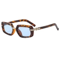 Vintage square sunglasses with tortoiseshell frames, blue lenses and metallic accents - Tortoiseshell Frame Blue Lens