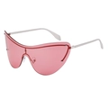 Gafas de sol ojo de gato Y2K sin montura con marco plateado y lentes de color rosa - Rojo