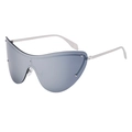 Fashionable rimless one-piece grey sunglasses with slim silver metal temples for women - Silver Mirror