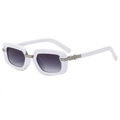 Vintage square white sunglasses with dark grey lenses and gothic metal carvings - White Frame Gradient Grey Lens