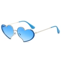 Lunettes de soleil cœur en métal avec verres dégradés bleus et monture argentée - Monture Argent Verres Bleus