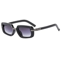 Vintage black square sunglasses with gradient lenses and silver floral cross detail - Black Frame Gradient Gray Lens