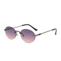 Lunettes de soleil rondes sans monture avec verres dégradés violets et branches à relief - Violet