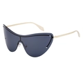 Gafas de sol cat-eye sin montura con tachuelas plateadas y montura dorada - Negro