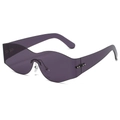 Gafas de sol moradas sin montura futuristas con diseño de ondas y remaches - Montura Violeta / Lentes Violetas